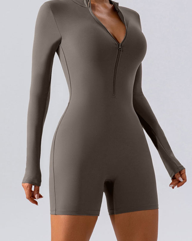Half Zip Long Sleeve Active Romper
