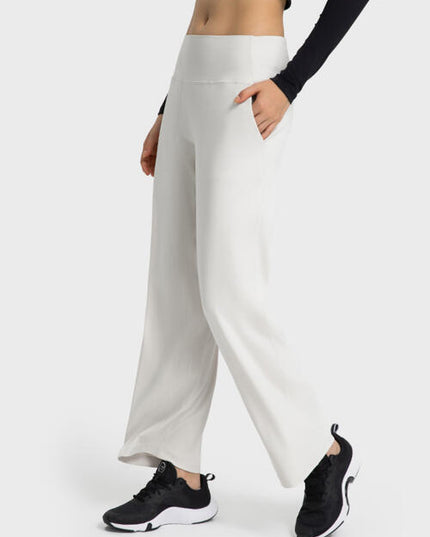 Wide Waistband Active Pants with Pockets