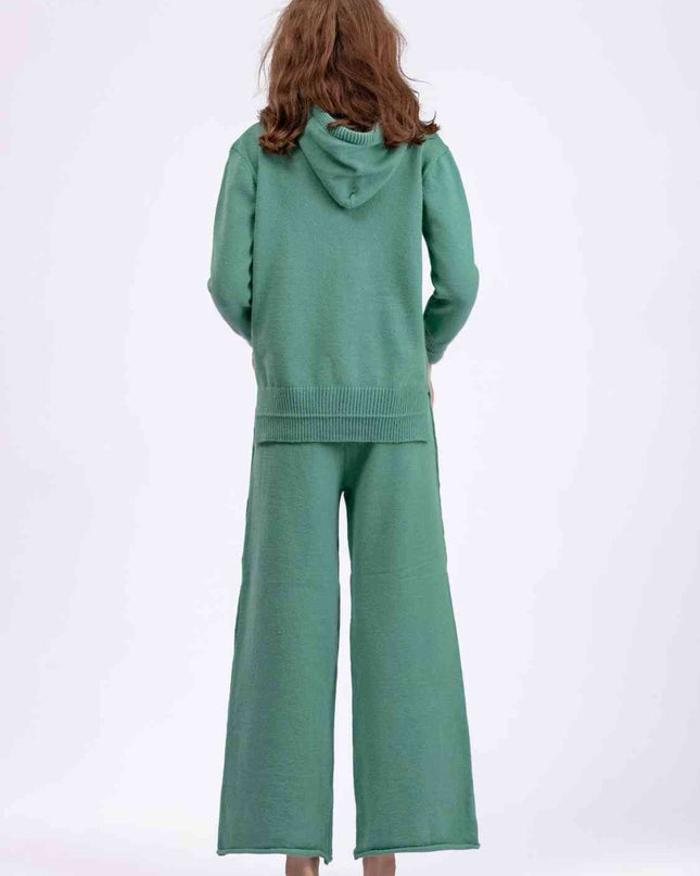 Long Sleeve Hooded Sweater and Knit Pants Set