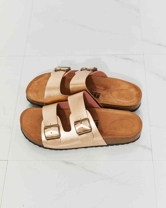 MMShoes Best Life Double-Banded Slide Sandal in Gold