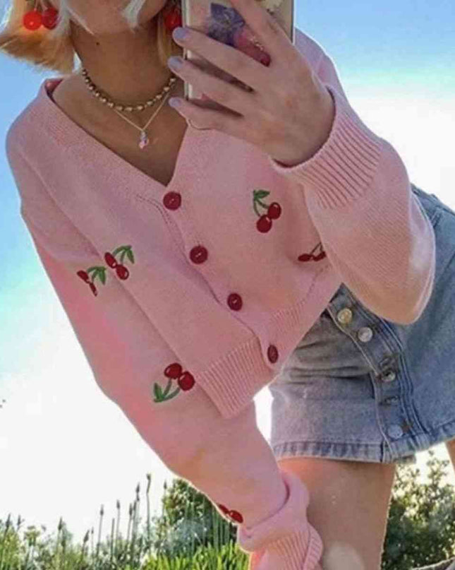 Cherry Button Down Cardigan