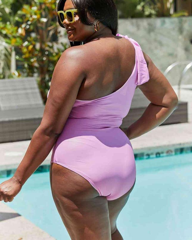 Marina West Swim Vacay Mode One Shoulder Swimsuit in Carnation Pink