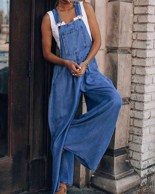 Wide Leg Denim Overalls