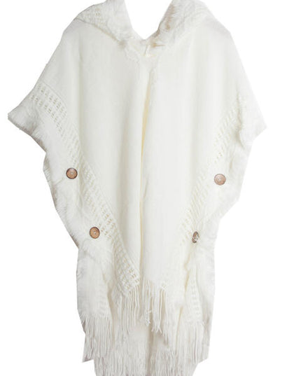 Fringe Hem Hooded Poncho