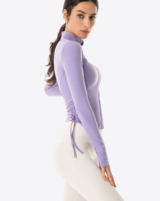 Side Drawstring Zip-Up Sports Jacket