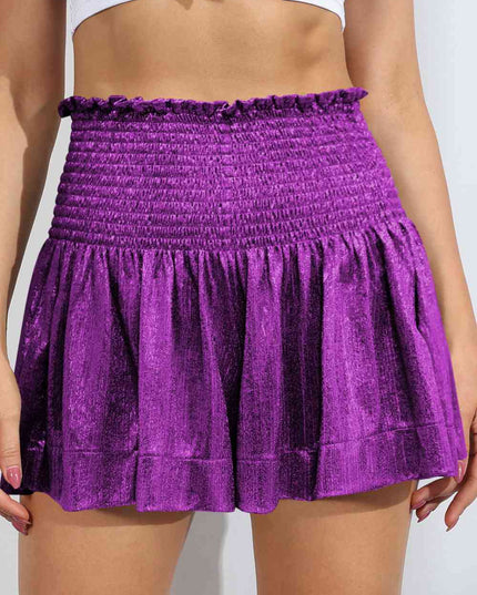 Glitter Smocked High-Waist Shorts