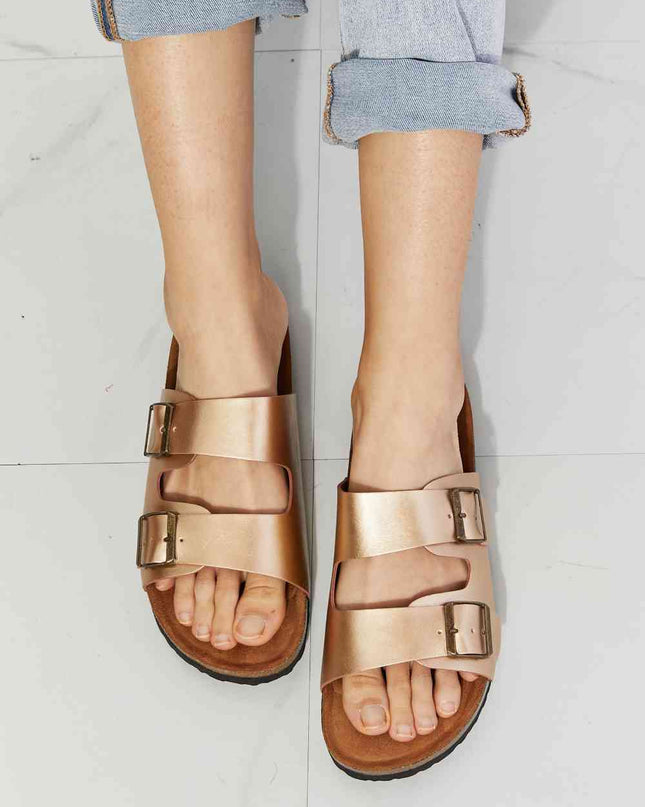 MMShoes Best Life Double-Banded Slide Sandal in Gold