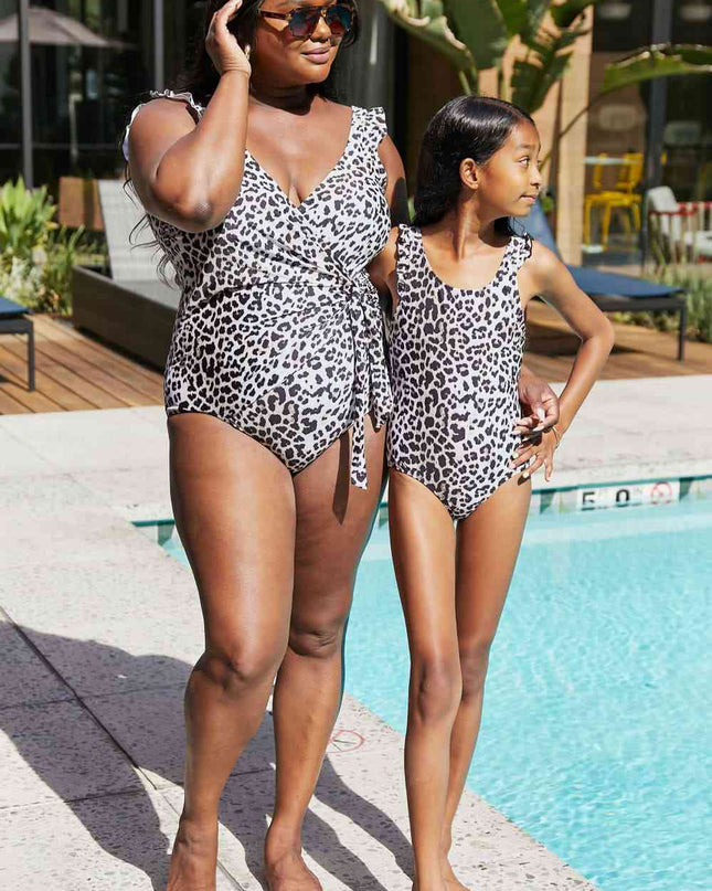 Marina West Swim Full Size Float On Ruffle Faux Wrap One-Piece in Cat