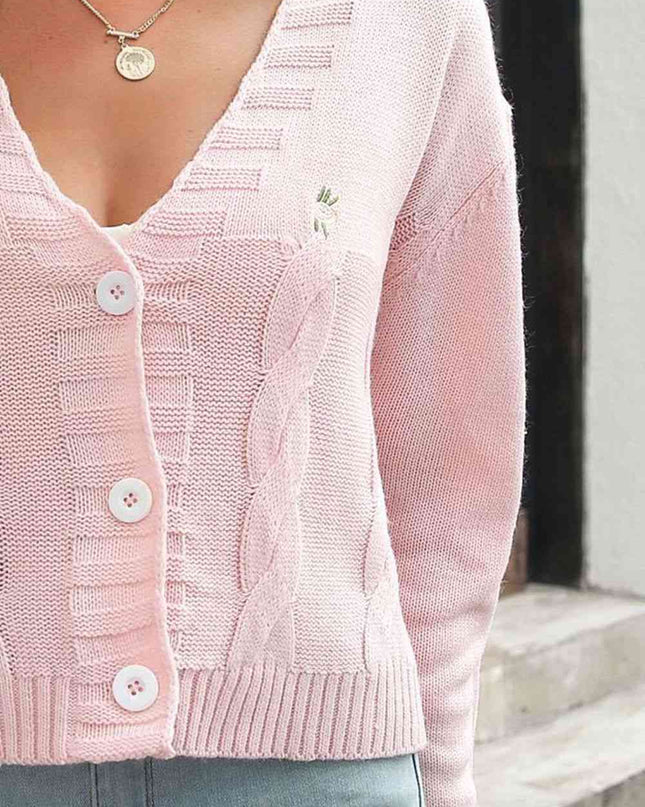 Cable-Knit Button Down Cardigan
