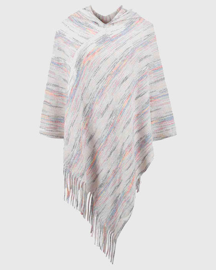 Fringe Hem Hooded Poncho