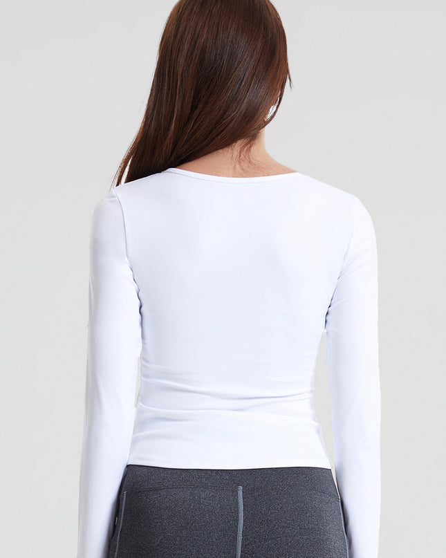 Notched Neck Ruched Sports Top