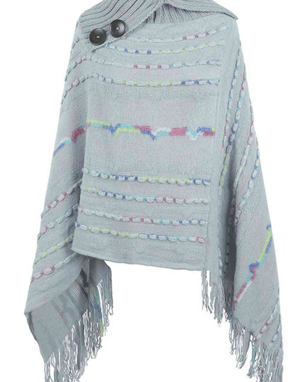 Cloak Sleeve Fringe Detail Poncho