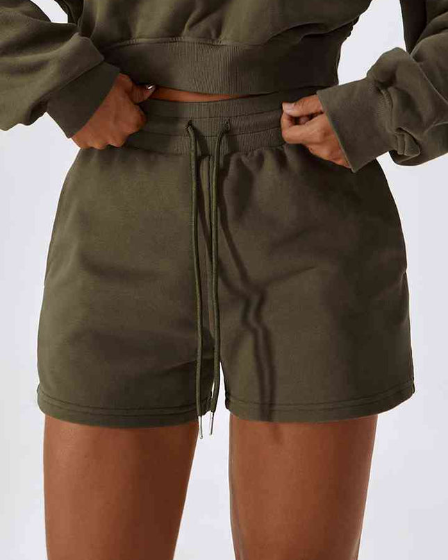 Drawstring Smocked Waist Sports Shorts