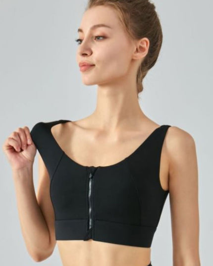 Breathable Zip-Up Sports Bra