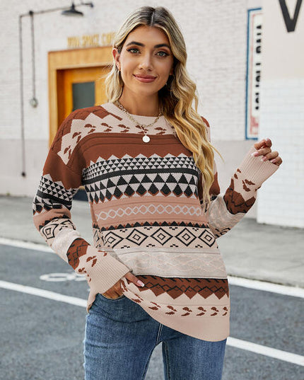Round Neck Drop Shoulder Sweater