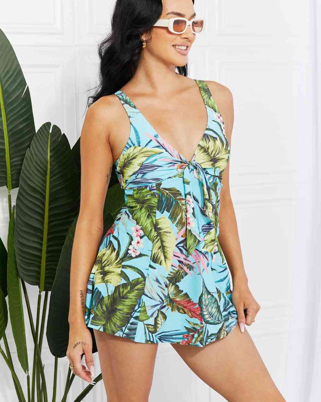 Marina West Swim Full Size Sail With Me V-Neck Swim Dress in Turquoise
