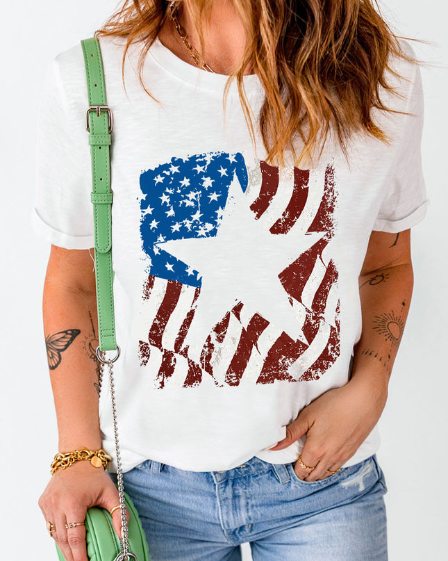 US Flag Graphic Round Neck Tee