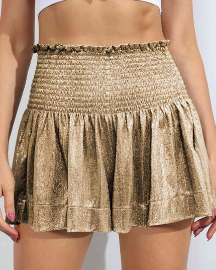 Glitter Smocked High-Waist Shorts
