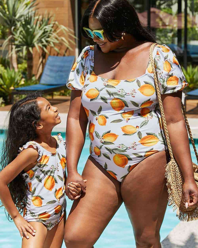 Marina West Swim Salty Air Puff Sleeve One-Piece in Citrus Orange