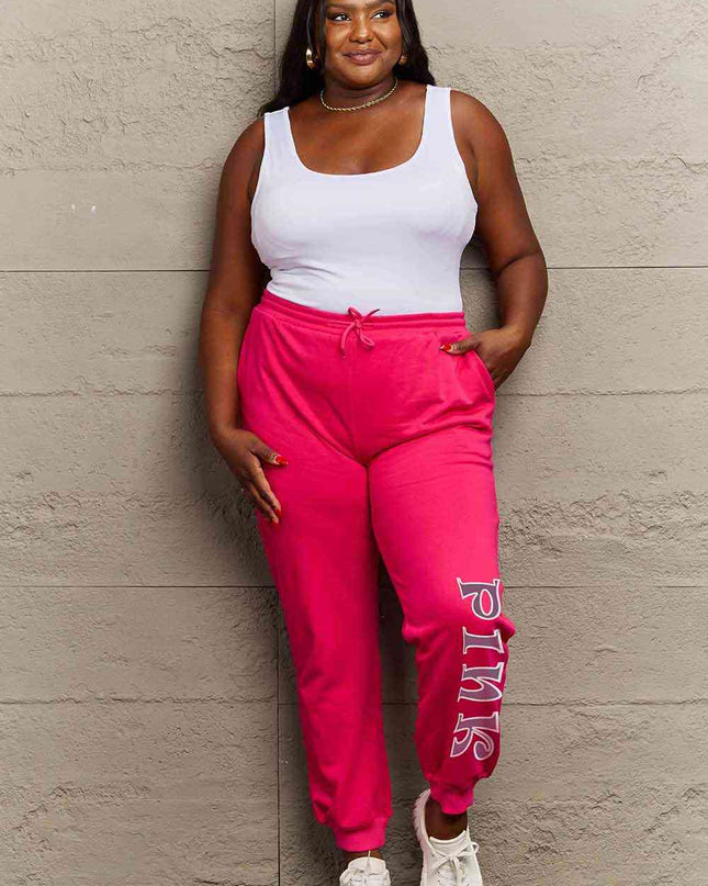 Simply Love Full Size PINK Graphic Sweatpants