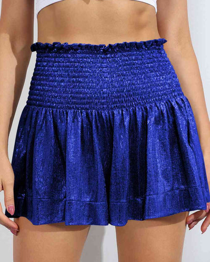 Glitter Smocked High-Waist Shorts