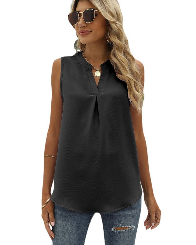 Sleeveless Notched Neck Top