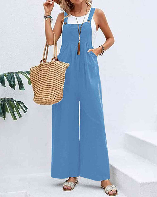 Full Size Wide Leg Overalls with Pockets