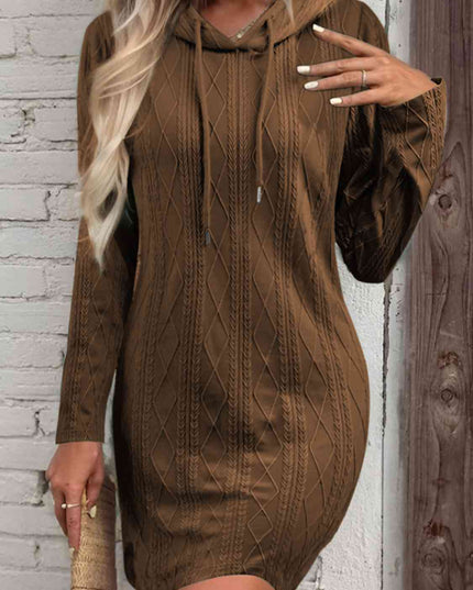 Drawstring Hooded Sweater Dress