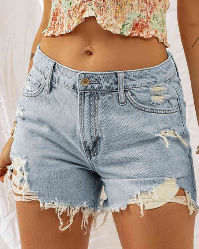 Distressed Denim Shorts