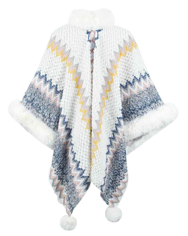 Color Block Open Front Poncho
