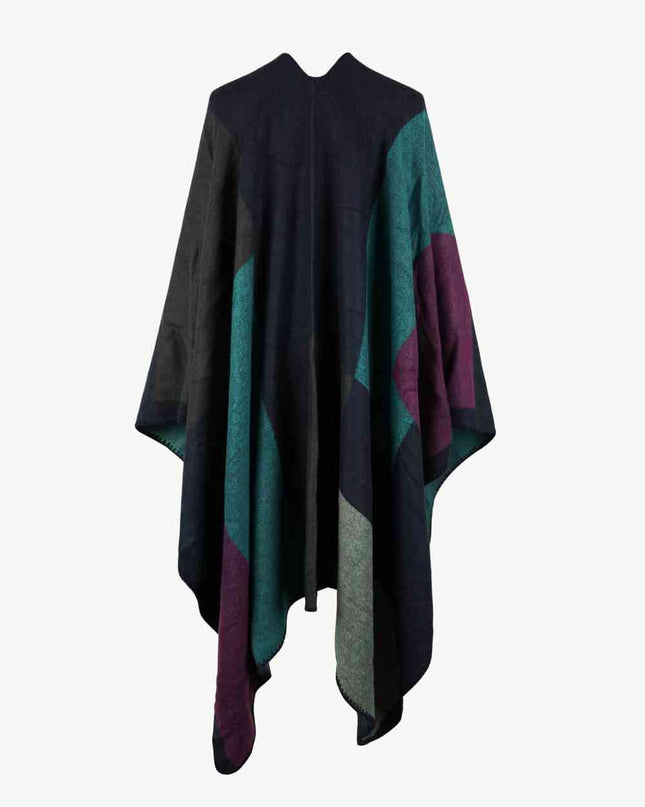 Color Block Open Front Poncho