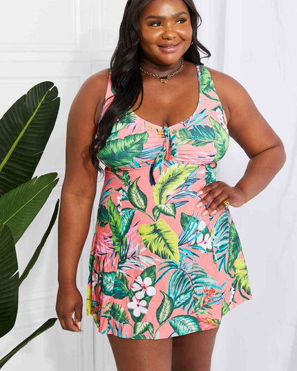 Marina West Swim Full Size Sail With Me V-Neck Swim Dress in Coral