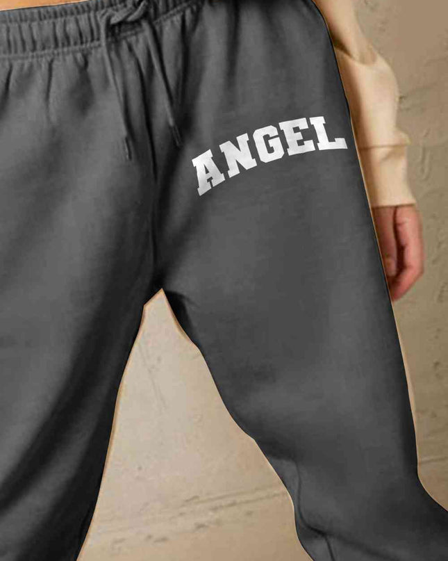 Simply Love Simply Love Full Size Drawstring Angel Graphic Long Sweatpants