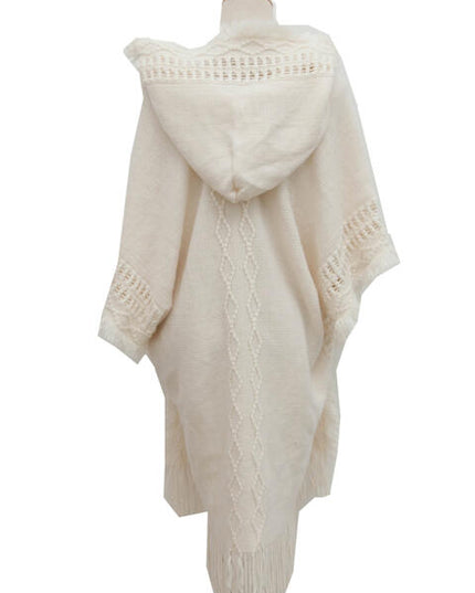 Fringe Hem Hooded Poncho