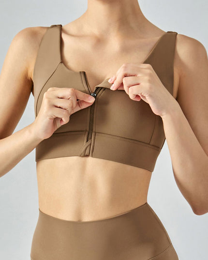 Breathable Zip-Up Sports Bra