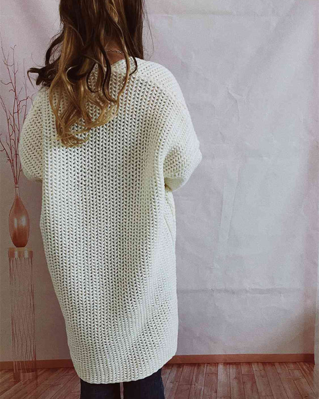 Open Front Long Sleeve Cardigan with Pockets