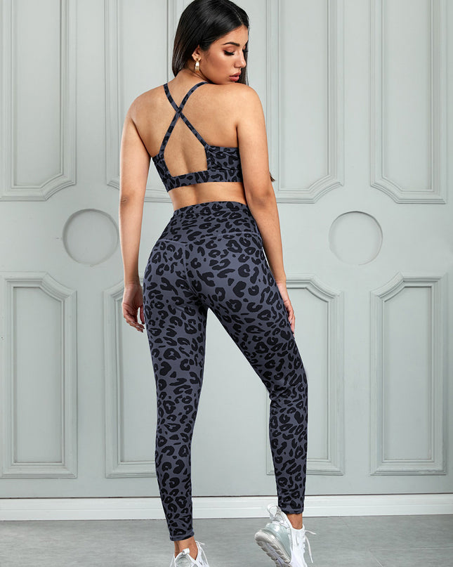Leopard Cutout Sports Bra and Leggings Set