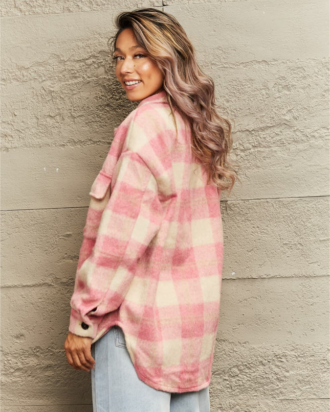 Plaid Collared Neck Button Down Jacket