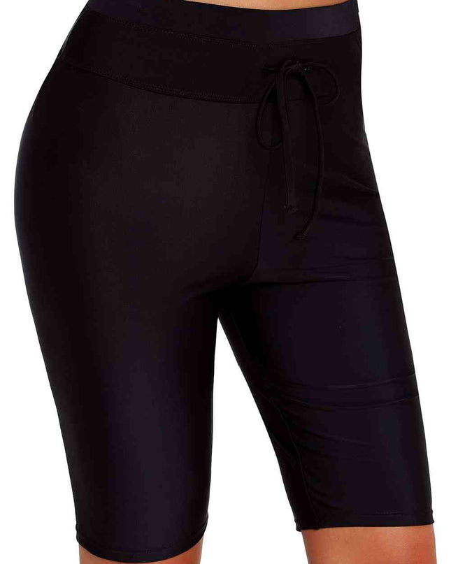 High Waist Drawstring Detail Swim Shorts