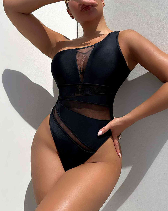 One-Shoulder Sleeveless One-Piece Swimsuit