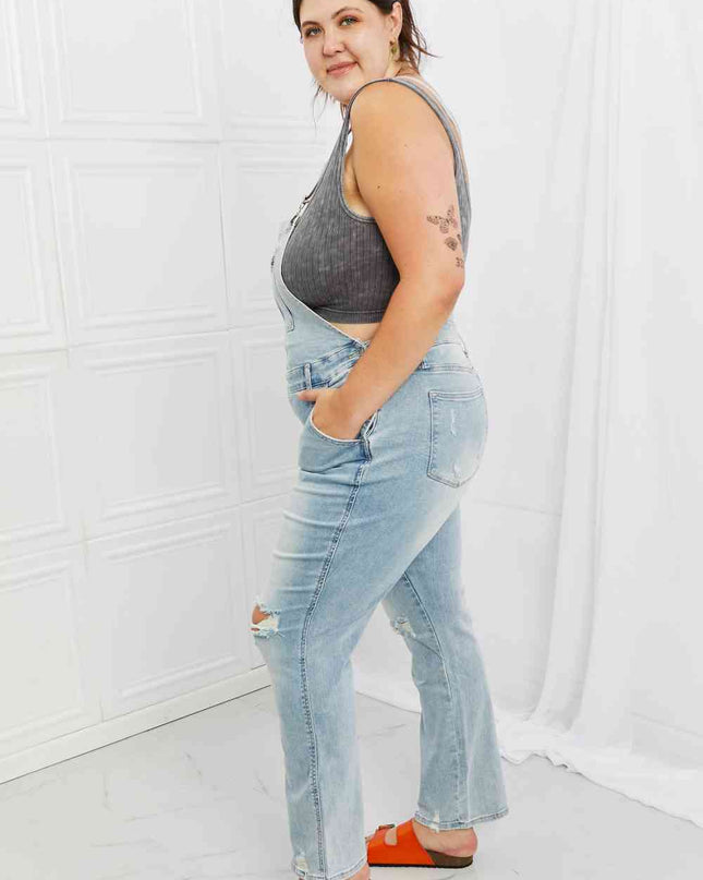 Judy Blue Melina Full Size Distressed Straight Leg Overalls