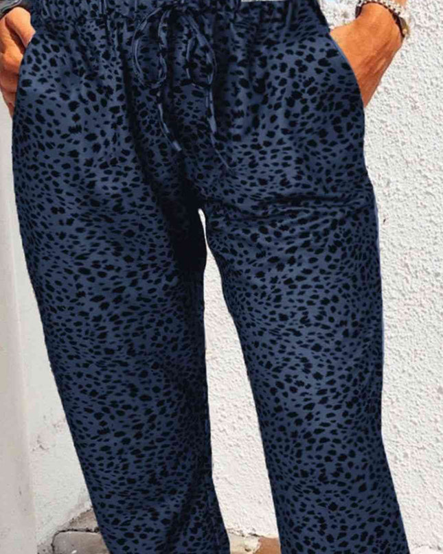 Leopard Pocketed Long Pants