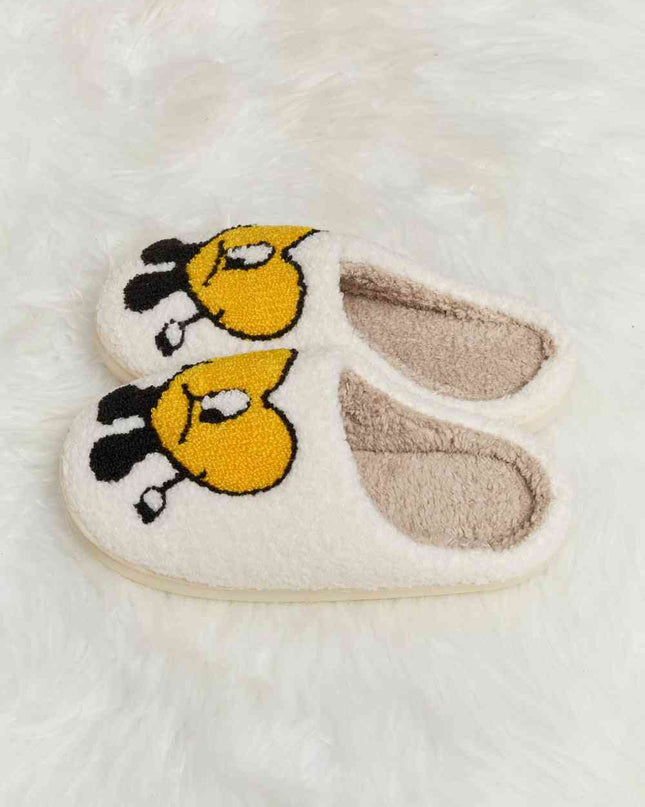 Melody Love Heart Print Plush Slippers