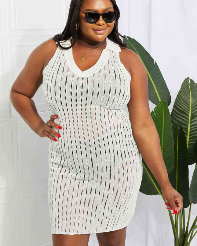 Openwork Johnny Collar Cover Up Dress