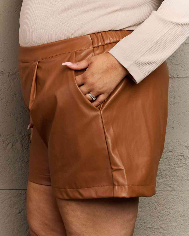 HEYSON Leather Baby Full Size High Waist Vegan Leather Shorts