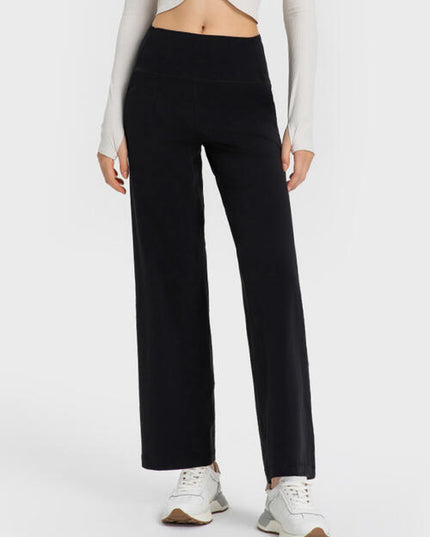 Wide Waistband Active Pants with Pockets