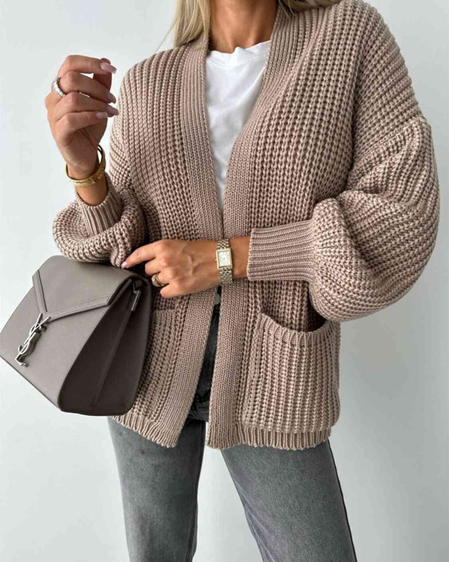 Open Front Dropped Shoulder Cardigan