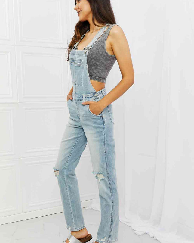 Judy Blue Melina Full Size Distressed Straight Leg Overalls