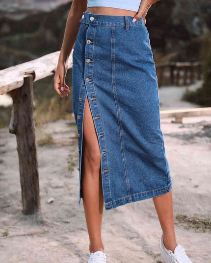 Button Down Denim Skirt