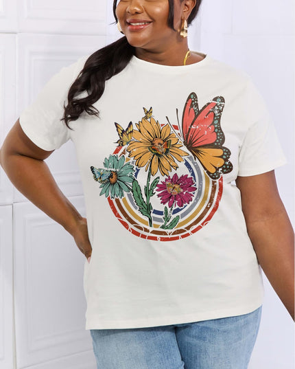 Simply Love Simply Love Full Size Flower & Butterfly Graphic Cotton Tee